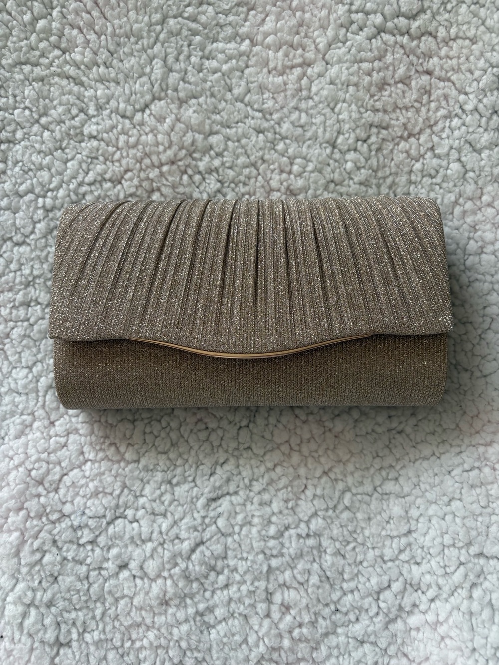 Amazon Shimmery Taupe Pleated Evening Clutch